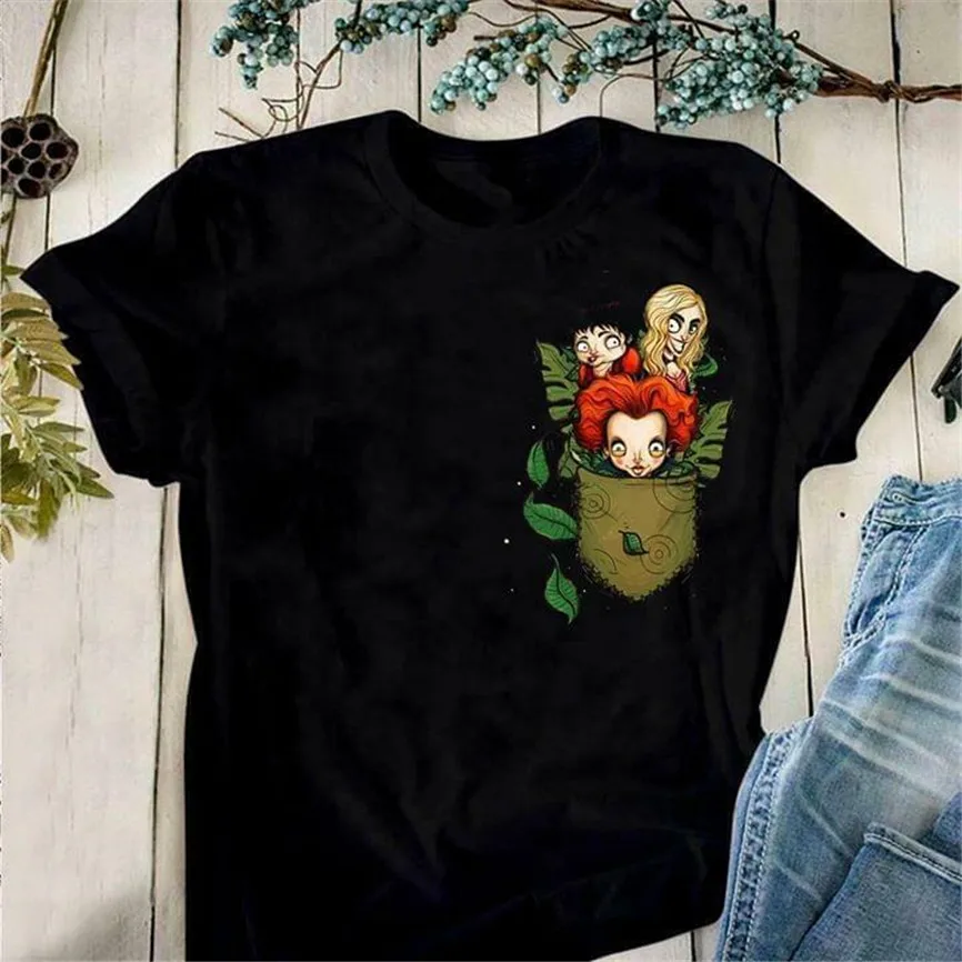 

Hocus Pocus Sanderson Sisters In Pocket Halloween Gift Black Men S-6Xl T-Shirt Full-Figured Tee Shirt