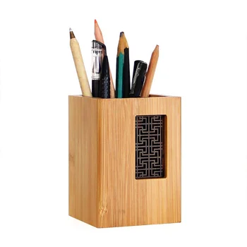 

Creative Design Garden Style Bamboo Wood Desk Pen Pencil Holder Stand Organizer for Office School