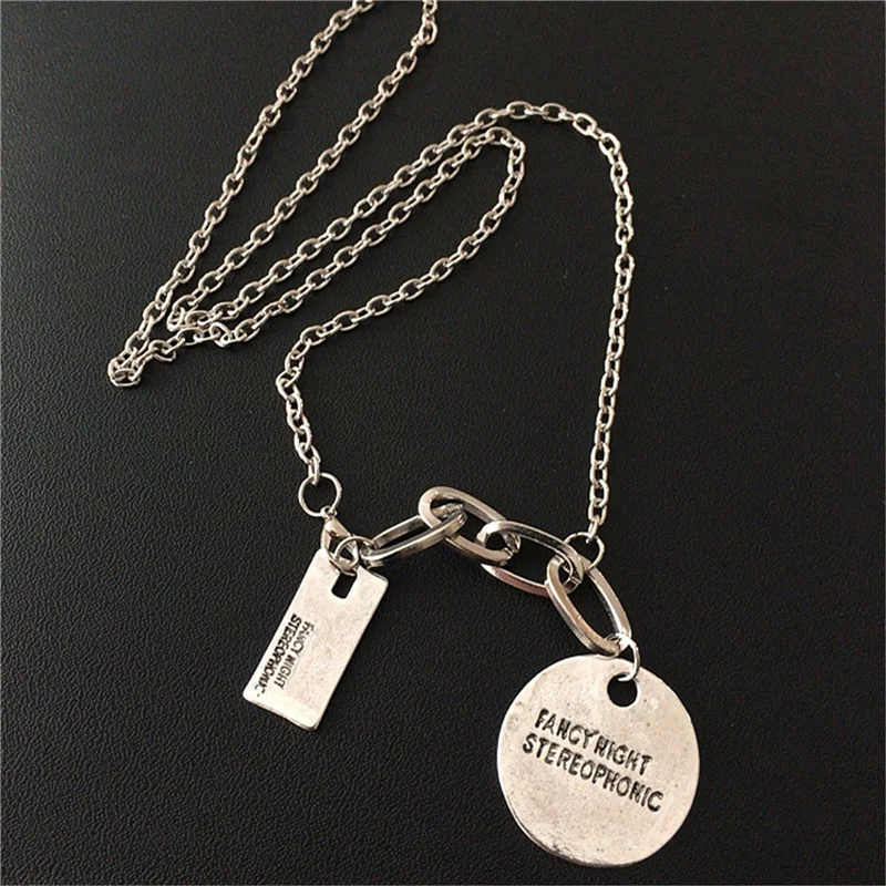 Temperament Letter Geometric Round Square Tag Necklace Personality Trendy Choker Autumn Winter Sweater Chain