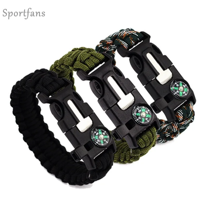 Braided Multi-functional Paracord Survival Bracelet Outdoor Scraper Whistle buckle tools 550Ibs paracord for Men Women