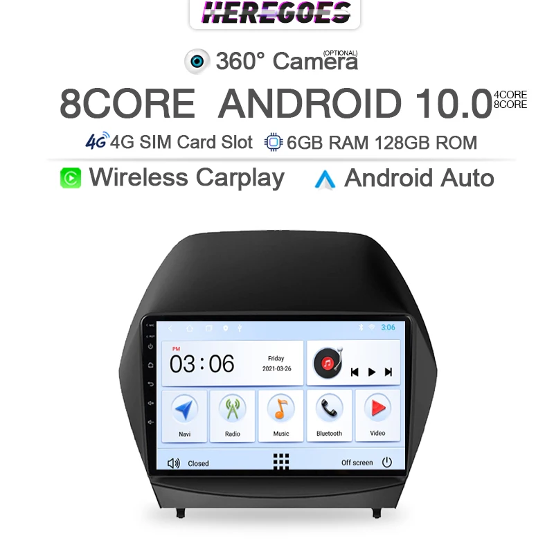 Автомобильный мультимедийный плеер DSP Android 10 0 для Hyundai Tucson 2 IX35 2009-2015 9 дюймов 6 + 128G