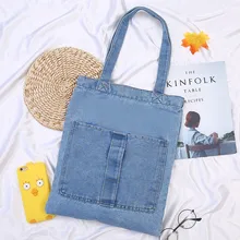 Женская сумка в стиле ретро с большой вместительностью, джинсовая сумка на плечо, хозяйственные сумки с простой ручкой, bolso mujer#50