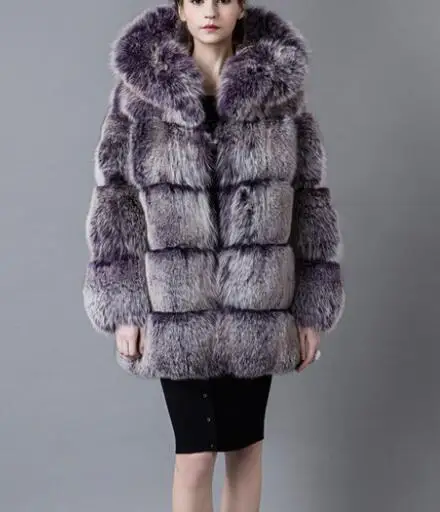 Популярное Женское пальто из искусственного меха с капюшоном, осенне-зимняя куртка без рукавов, пальто, утолщенное теплое пальто из искусственного лисьего меха, повседневное пальто