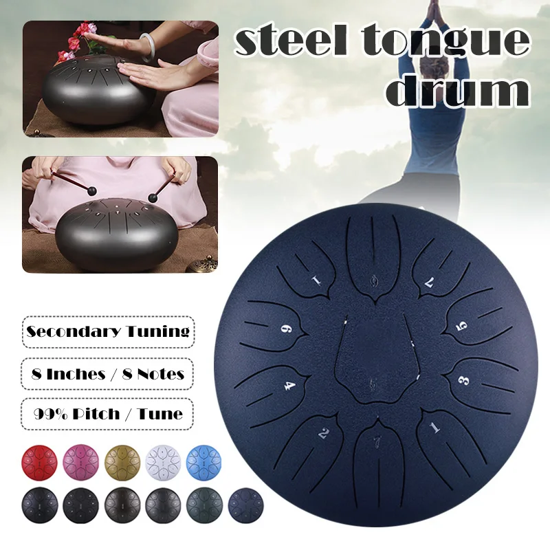 

Newly 6in 8-Tone Steel Tongue Drum C Key Percussion Instrument Handpan Drum with Mallets BF88
