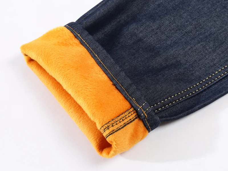 Высокое качество известный бренд осень зима теплые флокированные теплые мягкие мужские джинсы прямые Высокие Стрейч Ноги обтягивающие джинсы мужские брюки