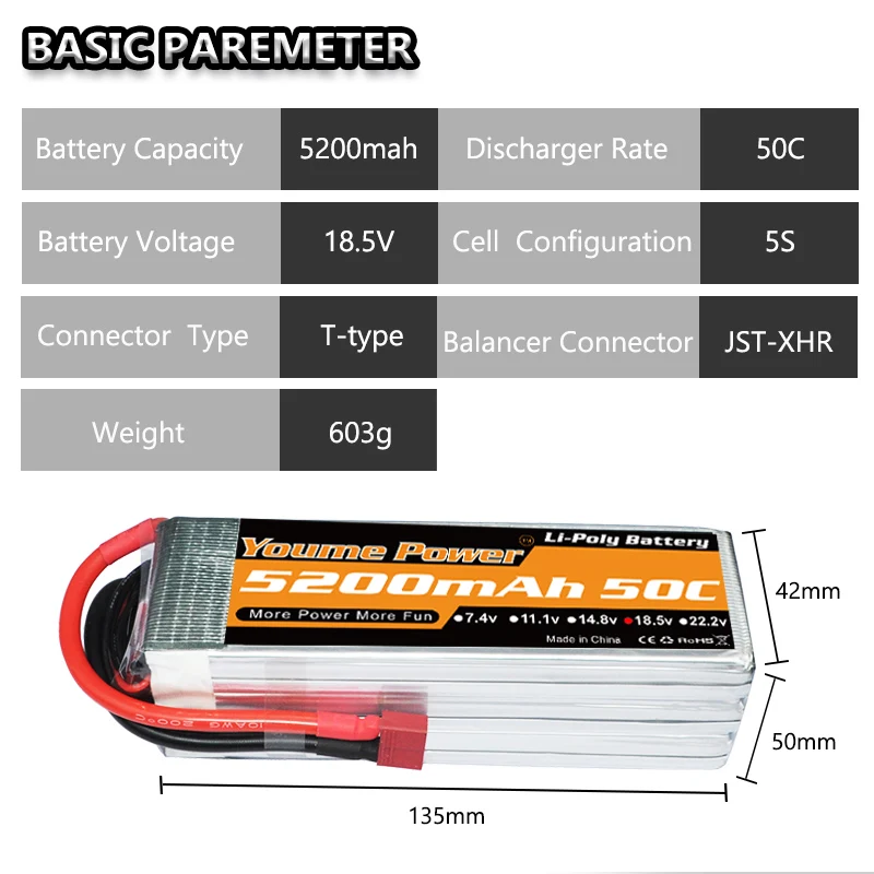 YOUME 6s 22,2 V Lipo 5200mAh T DEAN XT60 батарея 50C-100C TRX XT90 EC5 для RC автомобилей детали грузовика лодка вертолет Квадрокоптер