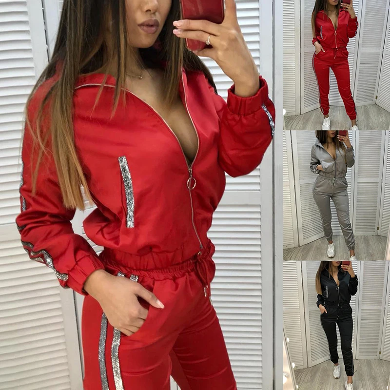 

Women 2 Pieces Sets Tracksuit Autumn Fashion Sports Gym Sweatsuit Set Long Sleeve Zipper Fitness Sweatshirts Jogger Sweatpants