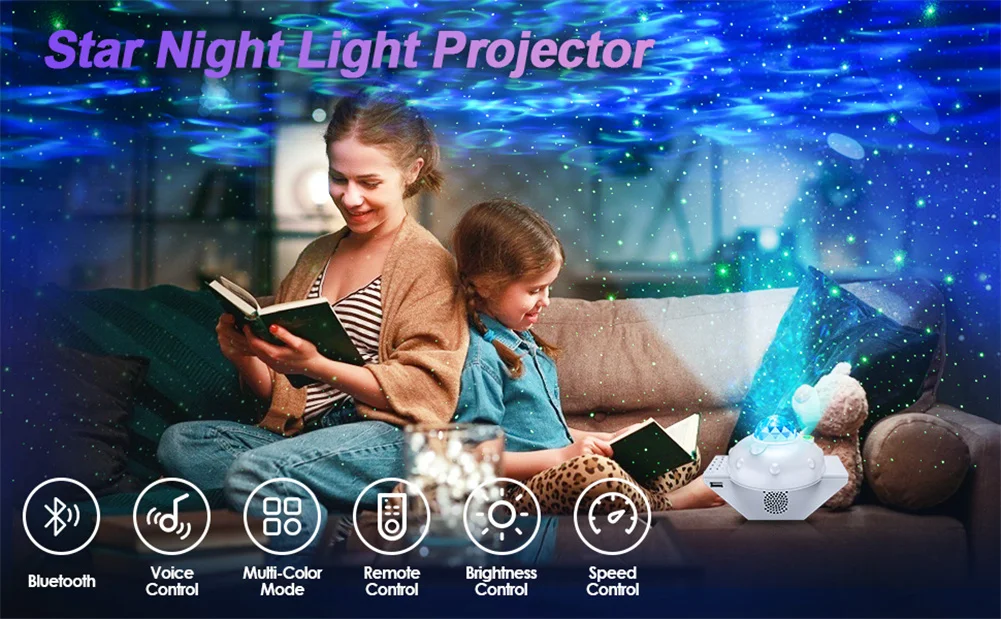 3 in 1 Galaxy Star Projector with 40 Colors Night Light with Voice Control  