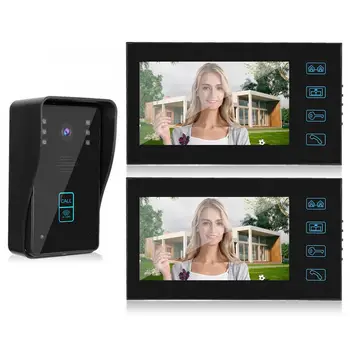 

7in 1V2 Wired Video Doorphone Button Card Remote Control Access System 100-240V Night Doorbell