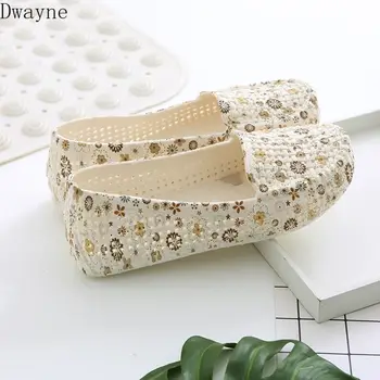 

Summer plastic sandals women's flat openwork print hole beach shoes