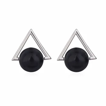 

Black Stud Earrings Men Women Ear Triangle Disc Stud Earrings Sterling Silver Earrings Aretes de Mujer Earrings Studs