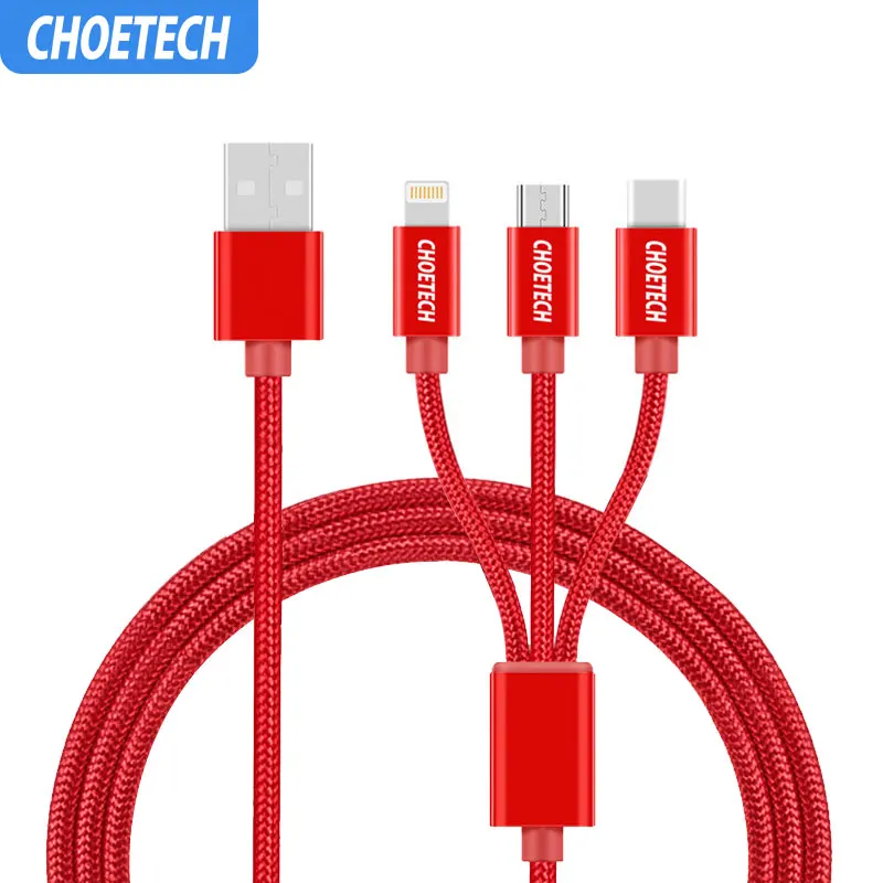 

CHOETECH 3 in 1 USB Cable for Mobile Phone Micro USB Type C Charger Cable for iPhone Charging Cable Micro USB Charger Cord