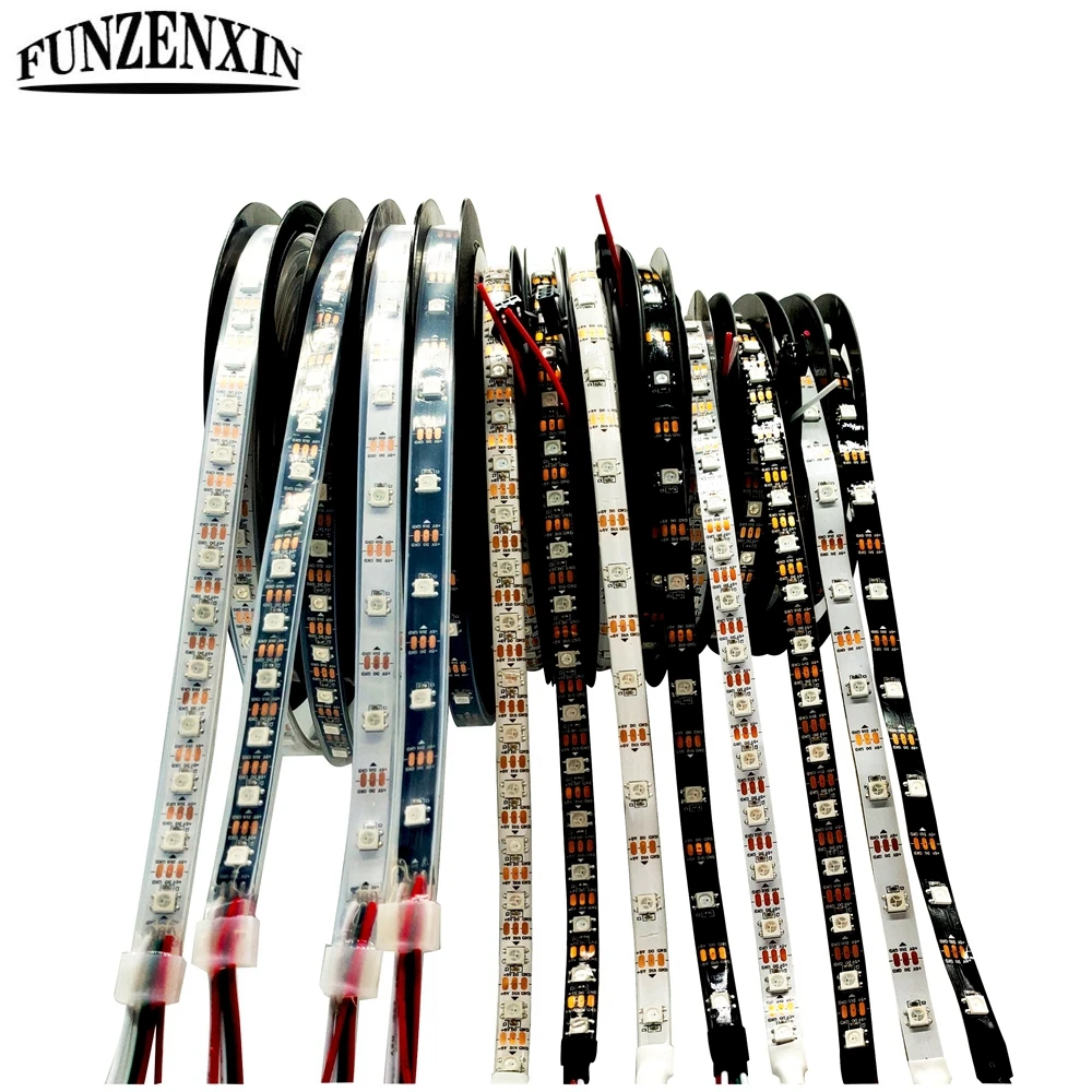 

5m WS2812B DC5V WS2812 Strip 30/60Leds/M Black/White PCB Waterproof IP30/65/67