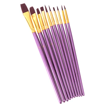 

10Pcs Blue Purple Artist Paint Brush Set Nylon Hair Watercolor Acrylic Oil Painting Brushes Drawing Art Supplie