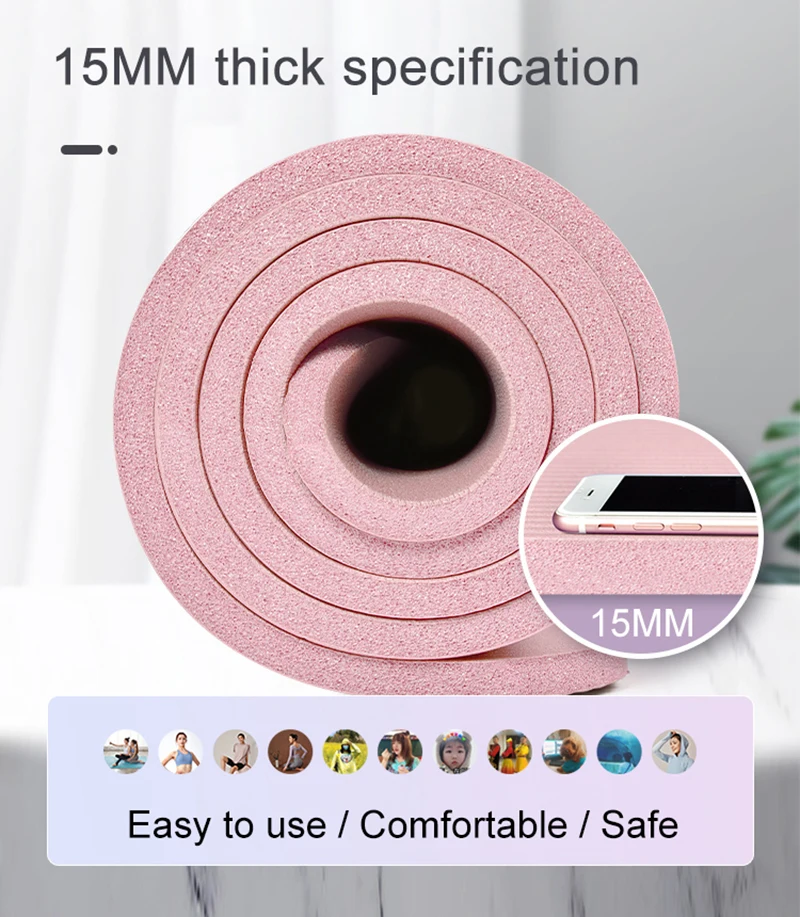 185X80cm 15mm Extra Thick NBR Yoga Mat High Quality Exercise Sport Mats For Gym Home Fitness Tasteless Pads Exercise Gymnastics