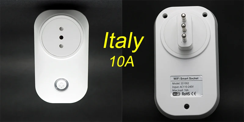 Italy Plug Умная розетка eWeLink с Wi-Fi, штепсельная вилка, ЕС, Великобритания, Swit, AU BR, FR, JP, Израиль, Ita, zablug, 10A, пульт дистанционного управления, умная работа для Alexa, Google Home - Цвет: Italy Plug