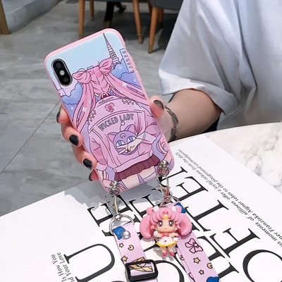As shown in Чехол для телефона SAM S10 plus с милым 3D рисунком Сейлор Мун для samsung S6/S7 edge/S8/S9 plus/S10e/Note4/5/8/Note9 задняя крышка с рисунком+ игрушка+ ремешок - Цвет: As shown in
