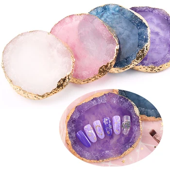 

Natural Resin Stone Nail Palette Showing Shelf Acrylic UV Gel Polish Cream Foundation Mixing Board Manicure Nail Art Display