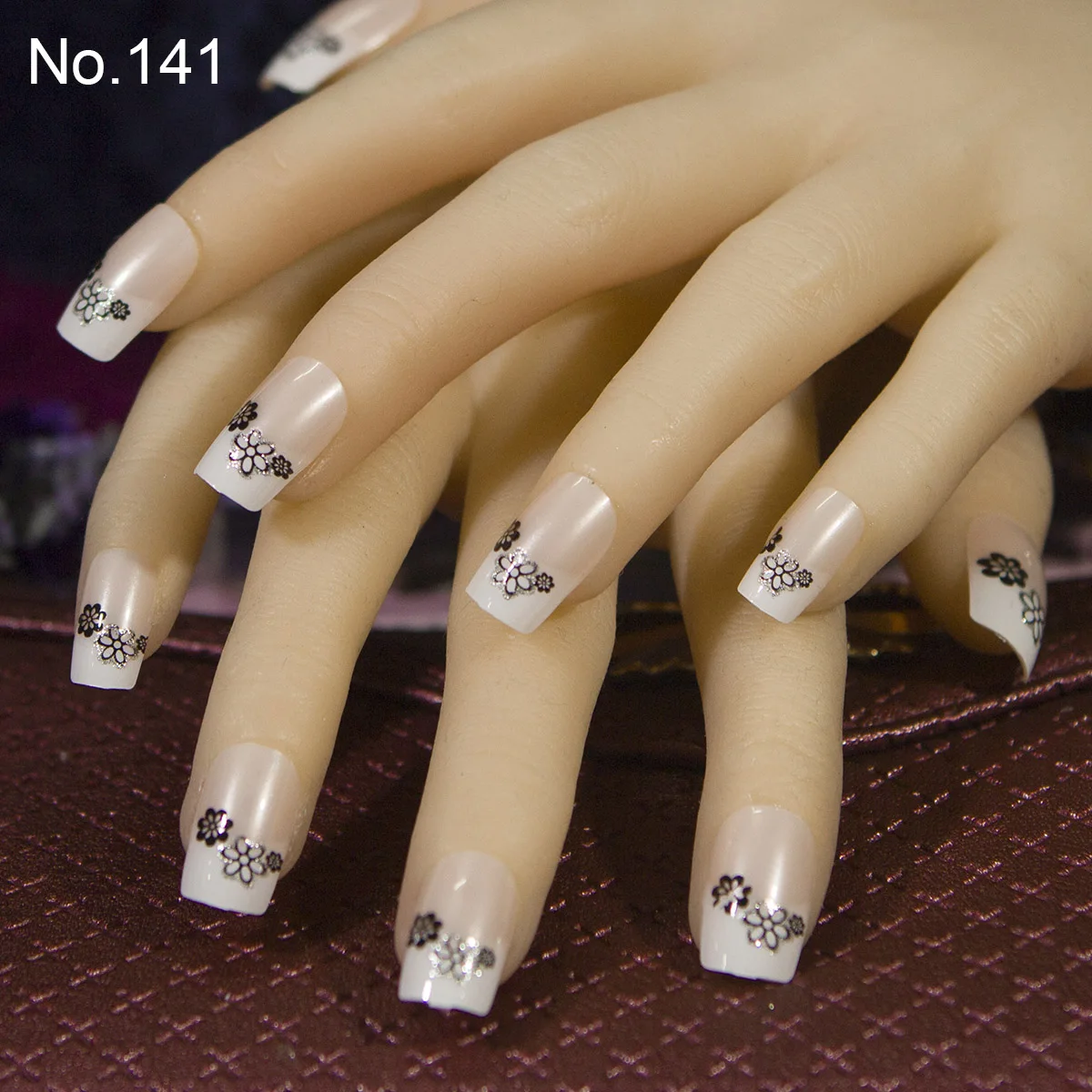 Fashion 24pc/set 10 Sizes Fake Nails Full Cover French False Nail Tips With Double-Sided Adhesive Sticker 141 | Красота и здоровье