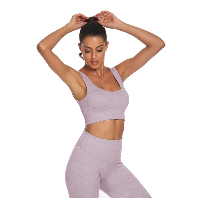 Ensemble De Sport De Yoga Sans Couture Pour Femmes, Leggings, Haut Court,  Soutien-gorge, Fitness, Survêtement - Femmes De Yoga Ensembles - AliExpress