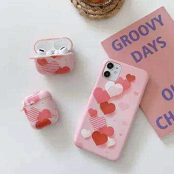 

For iPhone Matching Phone And for Airpod Case Sets Glossy Love pattern Luxury XS 11Pro Max Xr Cover for Airpods 1 2 pro Cases