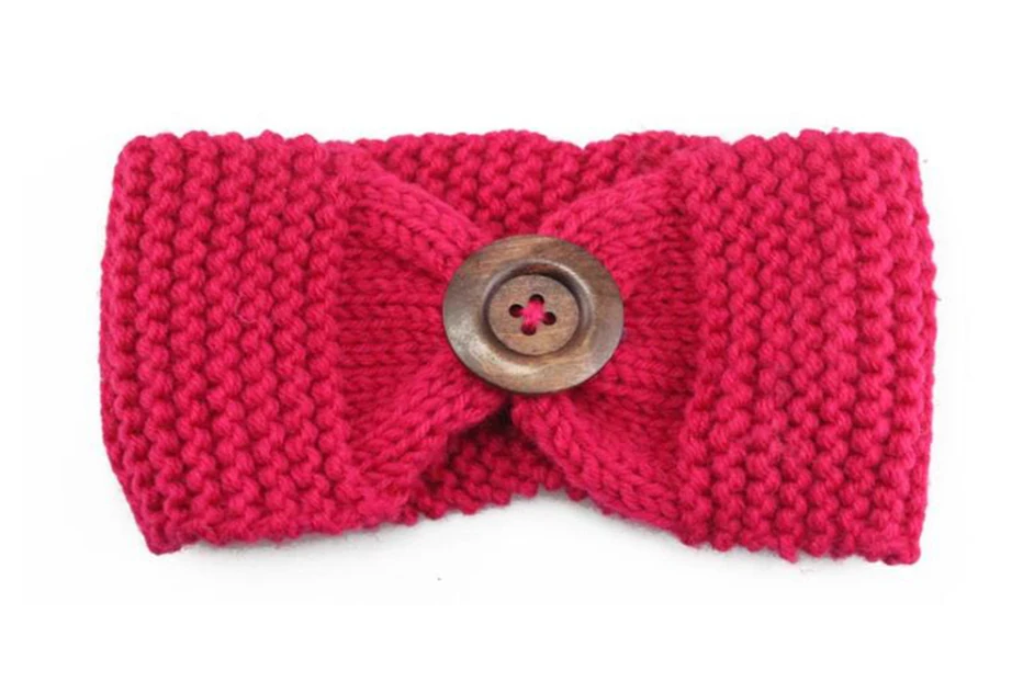 KHGDNOR Wool Knitted Hairband Winter Warm Fashion Button Cross Headband Solid Color Elastic Head Band for Women Girls