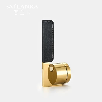 

Sai'lanka Magnetic Optional Mute Matt Zirconium Gold&Black Leather Door Lever Modern Interior Bedroom Bathroom Door Lock Set