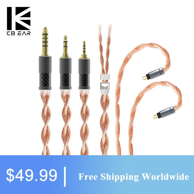 

KBEAR Inspiration-C 4 Core Upgrade 4N Single Crystal Copper Woven Litz Structure Cable 560 Strands 2.5/3.5/4.4mm Plug Types