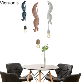 

Nordic Led Pendant Lights Resin Squirrel Hanging Lamp Modern Animal Lamp for Living Room Home Deco Lighting Suspension Luminaire
