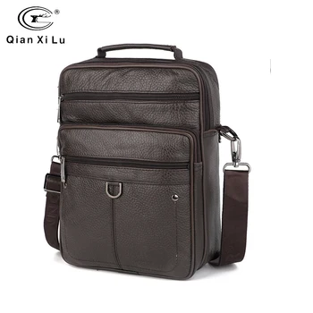 

QianXiLu 2019 Hot Fashion Man's Genuine Leather Black Briefcase Business Handbag Messenger Bags Male New Travel Shoulder Bag