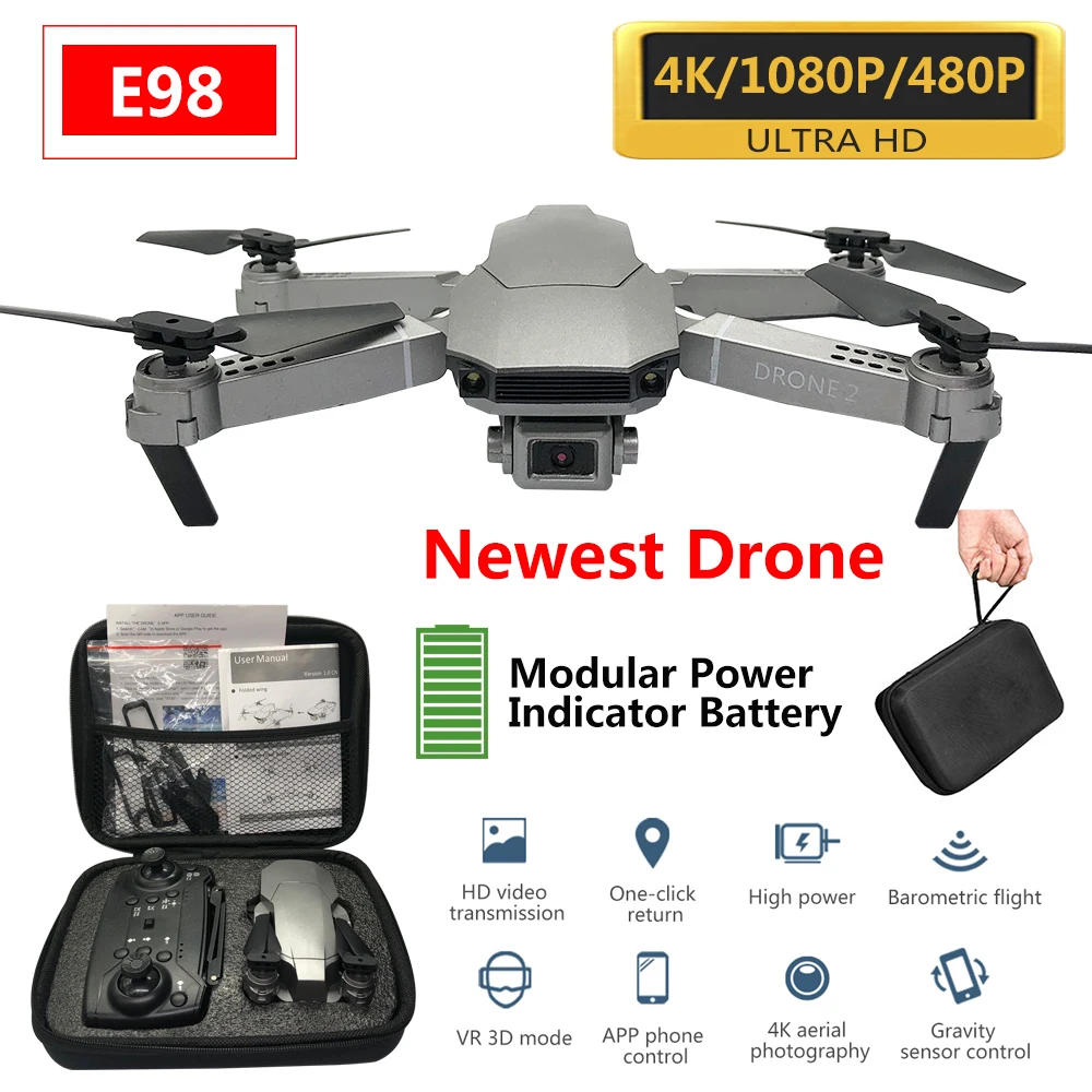 

NEW E98 Drone HD Wide Angle 4K WIFI 1080P FPV Drones Video Live Quadcopter Height to Maintain rc Drone with Camera vs e58 e68
