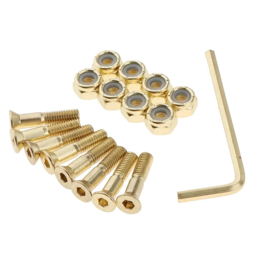 Set of 8pcs Longboard Skateboards Cruiser Hardware Screws Bolts Nuts Kit Skate Deck To Truck Replacement Hardware
