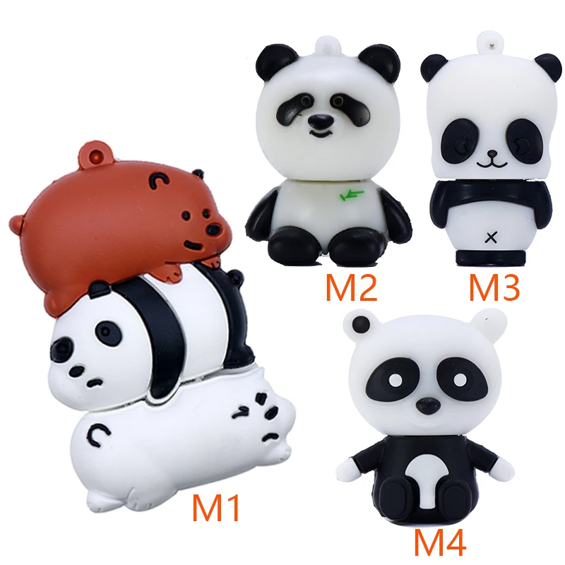 Panda pendrive 128 ГБ 256 мультфильм usb флэш накопитель 64 32 16 8 4 Флэшка памяти животных