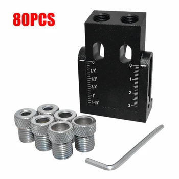 

8pcs 15 Degree Adjustable Woodworking Tool Carpentry Pocket Hole Jig Kit DIY Wrench Professional Aluminum Alloy Punch Locator