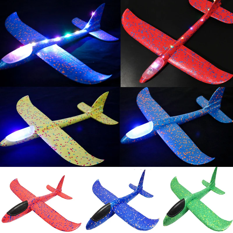 

48Cm hand throw outdoor launch aircraft model toy DIY can be assembled color LED aircraft toy parent-child interactive toy