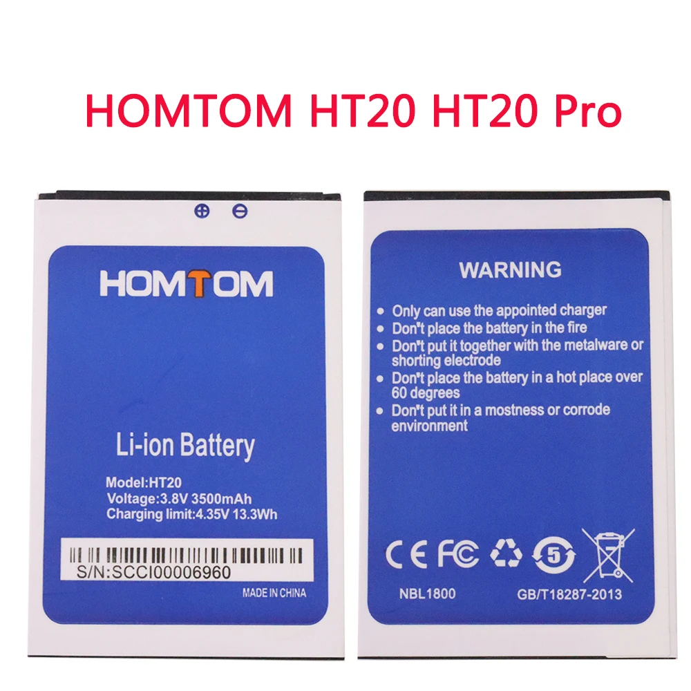 

100% New 3500mAh High Capacity HOMTOM HT20 Battery Replacement Backup Batteries for HOMTOM HT20 Pro