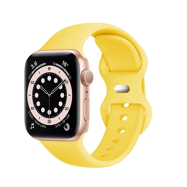 Silicone Sport Band For Apple Watch Series Se 6 543 44mm 40mm Smart Bracelet Watchband Pin Tuck Strap on iWatch 7 38mm 42mm 41mm 4 Yellow
