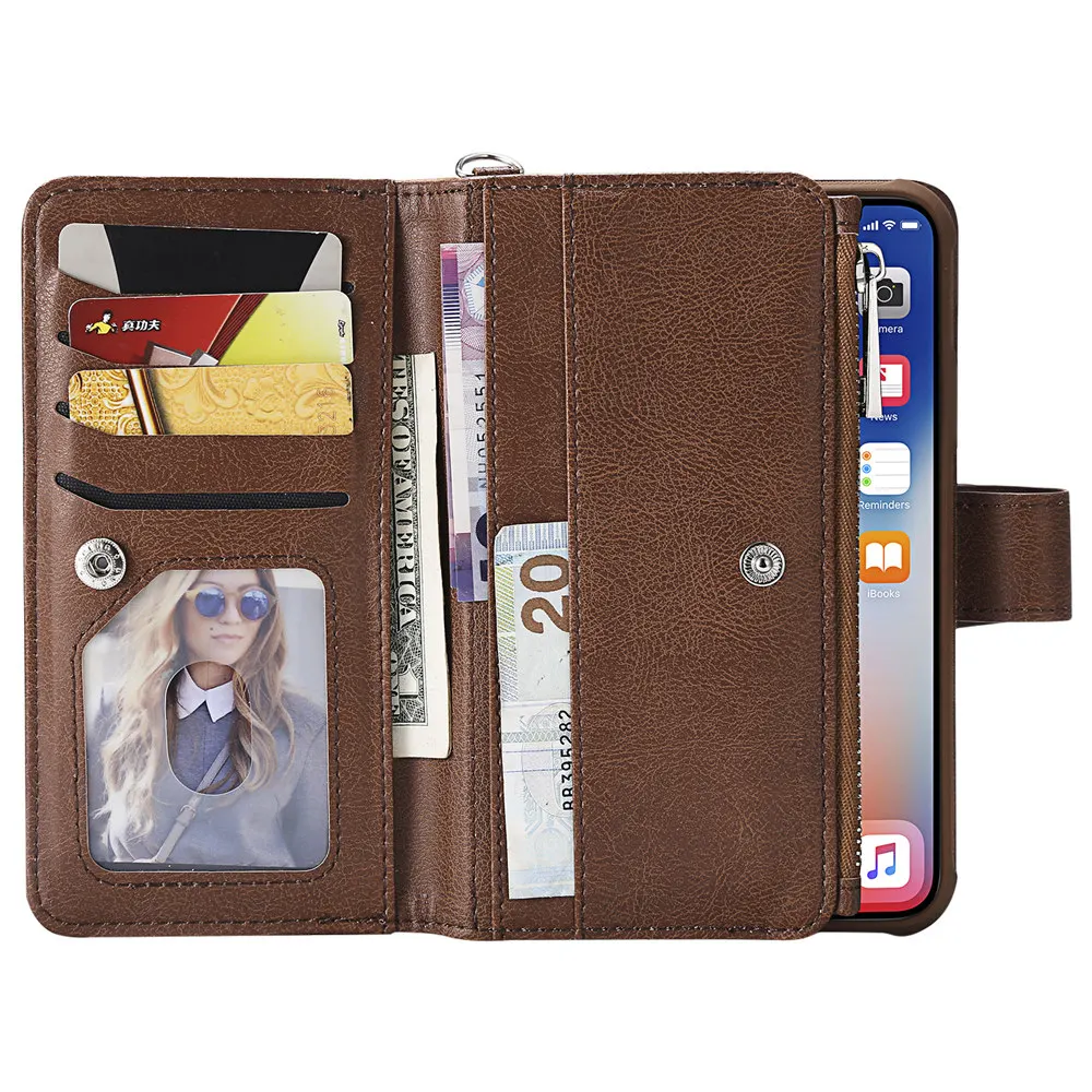 Роскошный кожаный чехол-бумажник для iPhone 11 Pro, XR, X, XS, MAX, 7, 8, 6, 6S Plus, откидной противоударный чехол-книжка с ремешком и отделениями для карт