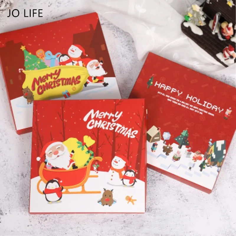JO LIFE 5 шт. Рождественская конфетная упаковка сумка для печенья коробка для торта крафт бумага олень Санта-нуга Подарочная коробка Рождественские Сумки