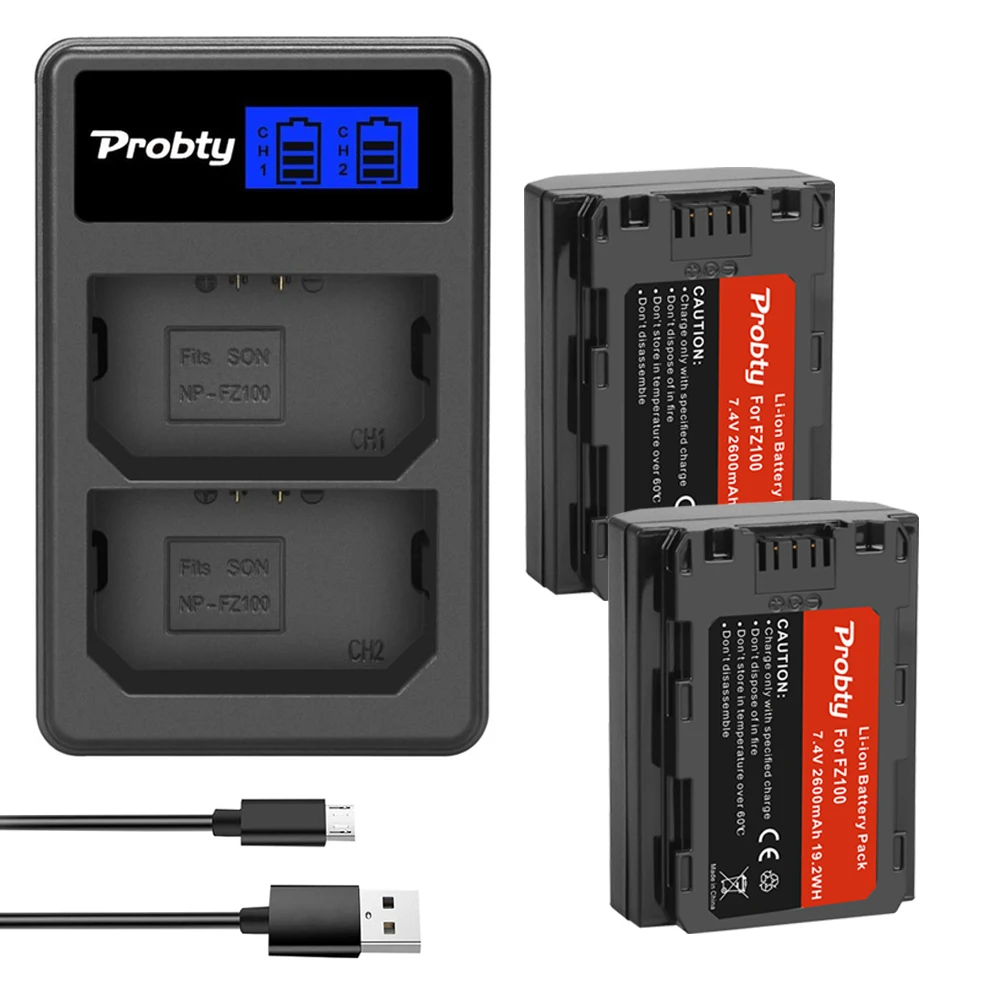 NP-FZ100 NP FZ100 NPFZ100 2600mAh バッテリー + LCD デュアル