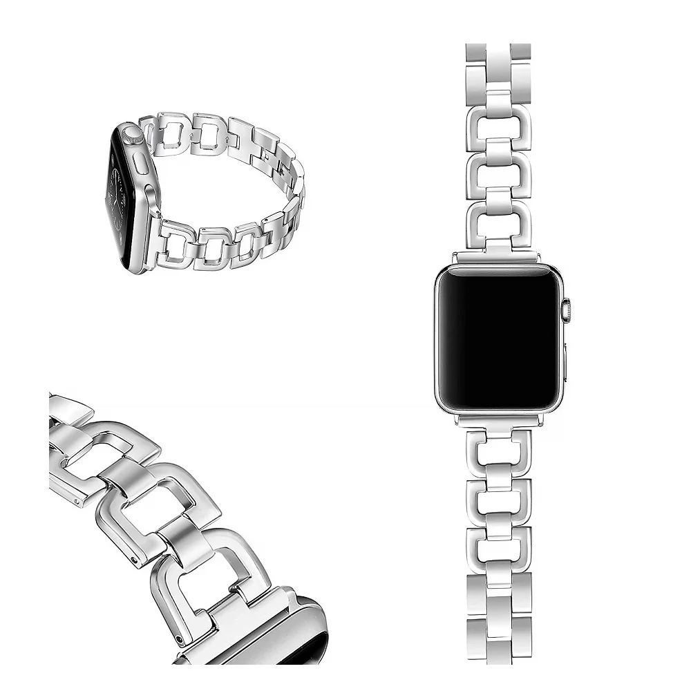 Совместимость для наручных часов Apple Watch, версии 44 мм 42 мм Нержавеющая сталь металлический браслет ссылку для девочек; мини-юбка для наручных часов iWatch серии 5/4/3/2/1 браслет на запястье