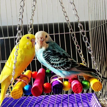 

Bird Cage Hanging Mirror Frosted Stand Platform Cage Parrot Assorted Toy Set Hammock Hanging Swing Toys Cage Accessories 7Pcs