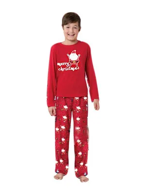 Новинка; Рождественская одежда; рождественские пижамы для всей семьи; комплект с принтом Санта-Клауса; красный костюм; домашняя одежда для сна; одинаковые комплекты для семьи