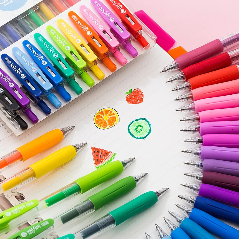 

6/12pcs Jelly Color Pens Set Nice Juice Gel Ink Pen Ballpoint 0.5mm Marker Liner for Writing Painting Drawing Diary School F010