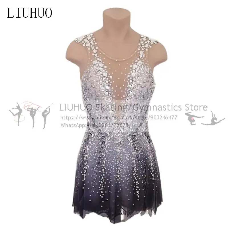 LIUHUO Figure Skating Dress Red-Brown Shiny Rhinestone Competition Dress For Girls & Women LIUHUO Figure Skating Dress Red-Brown Shiny Rhinestone Competition Dress For Girls & Women