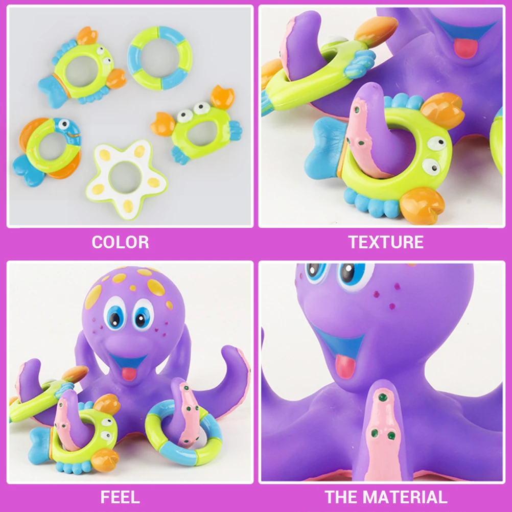 6 In 1/Set Classic Toys Octopus Bath Toy Funny Floating Ring Toss Game Bathtub Bathing Pool Toy For Kids Baby Children#10