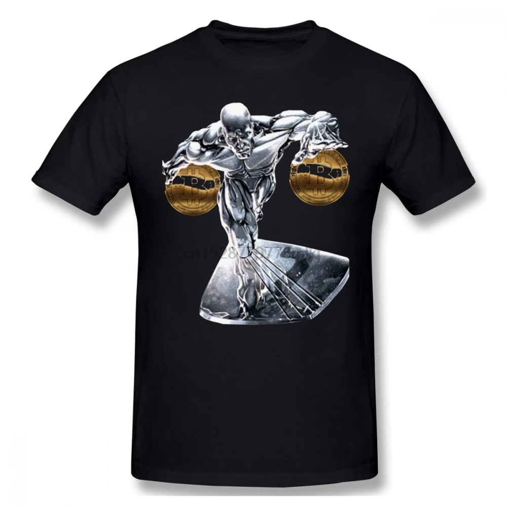 Silver Surfer T Shirt and 2 BitCoin T-Shirt Graphic 100 Cotton Tee XXXL Short Sleeve Classic Cute | Женская одежда