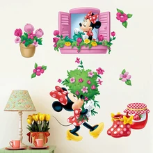 Cartoon Disney Fashion Minnie Window Flowers Wall Stickers For Kids Rooms Party Gifts Home Decor Wall PVC Mural Art Diy Decals Cartoon Disney Fashion Minnie Window Flowers Wall Stickers For Kids Rooms Party Gifts Home Decor Wall PVC Mural Art Diy Decals