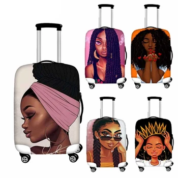 

Cusotm Print Travel Protective Luggage Covers for Suitcase Black Art African Girl Printed Trolley Case Bag Elastic Baggage Cover