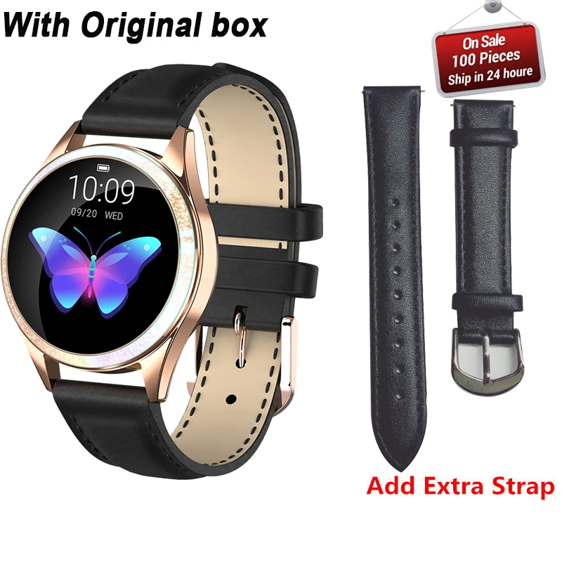 add extra strap KW20 Смарт-часы для женщин IP68 Водонепроницаемый мониторинг сердечного ритма Bluetooth для Android IOS фитнес-Браслет Smartwatch VS KW10 - Цвет: add extra strap